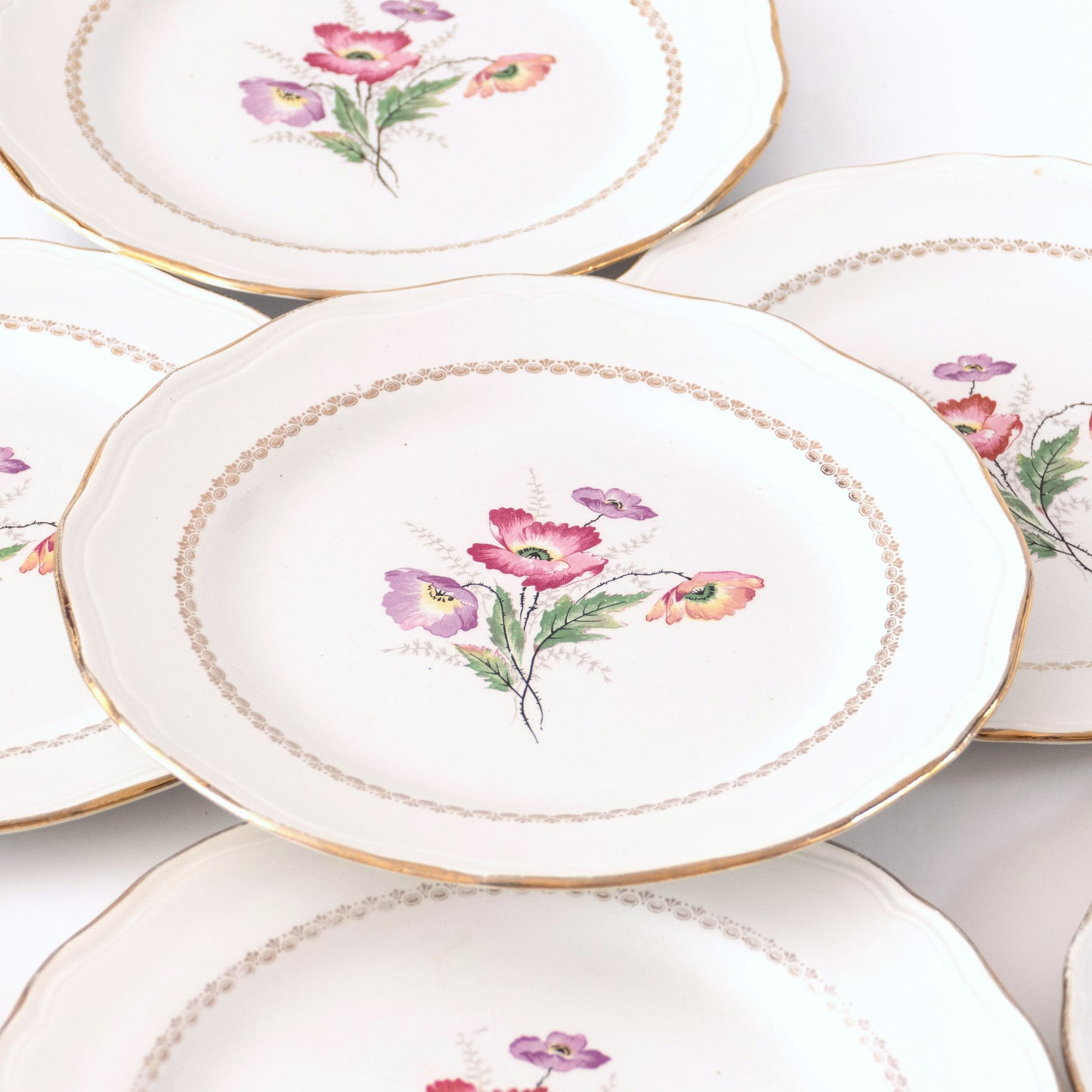 8 assiettes L'Amandinoise "Pavots"