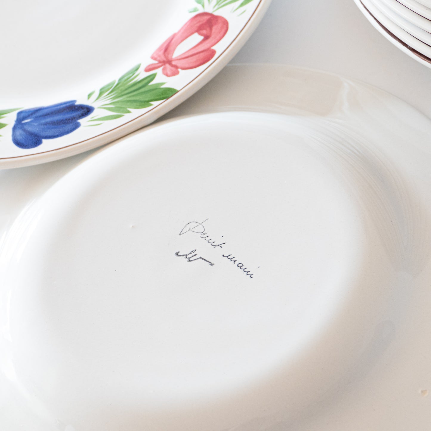 6 assiettes plates Niderviller peintes à la main