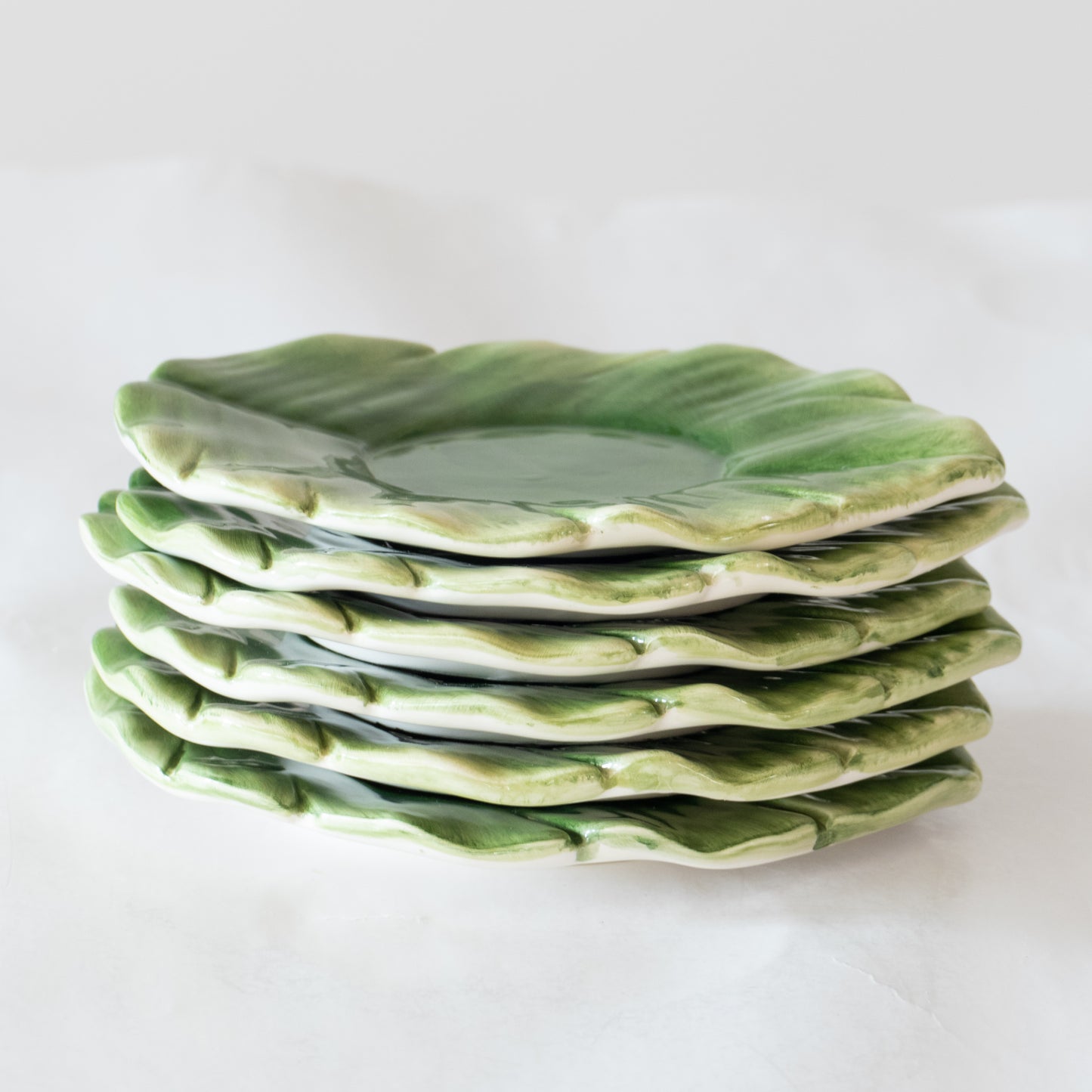 6 tasses + coupelles en barbotine banane