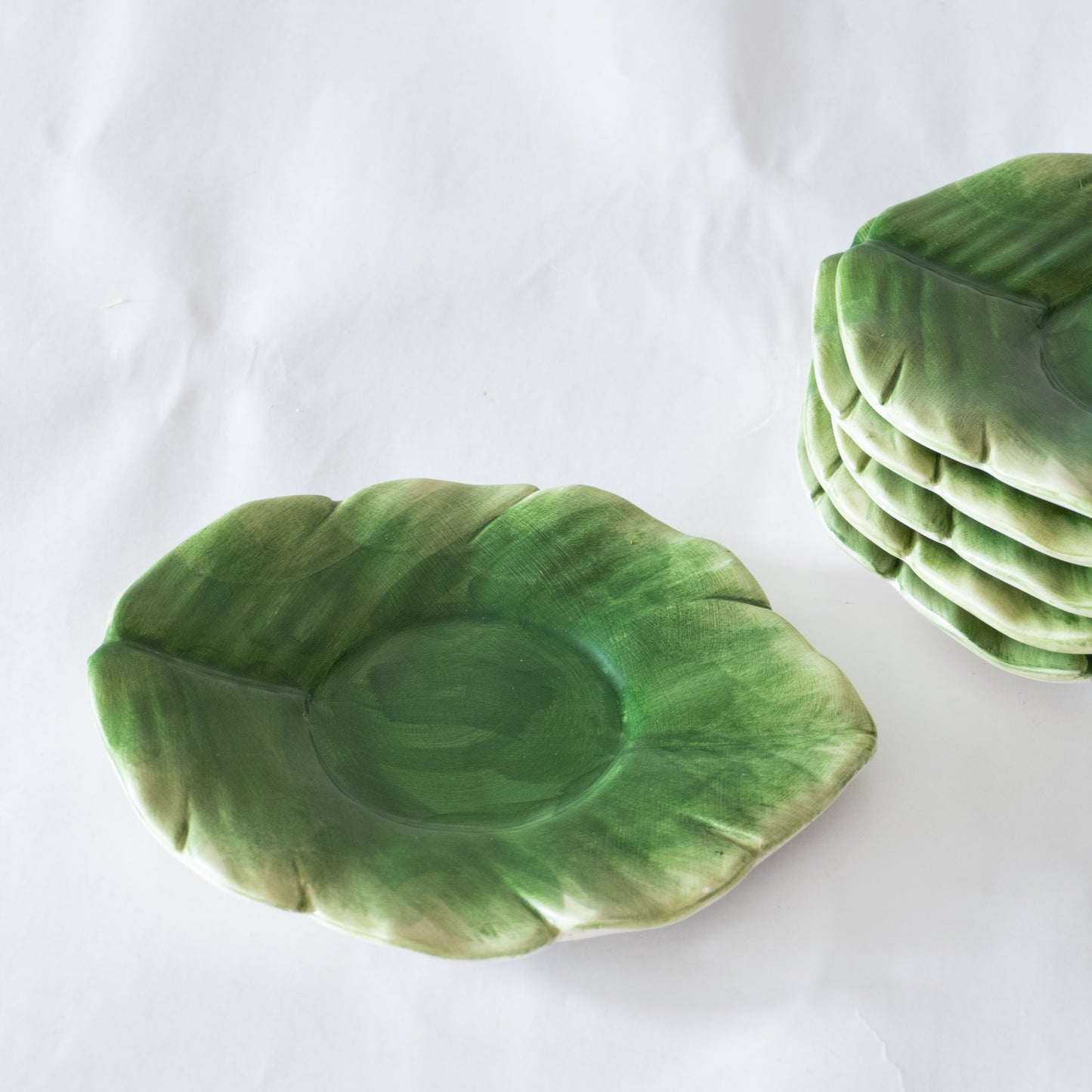 6 tasses + coupelles en barbotine banane