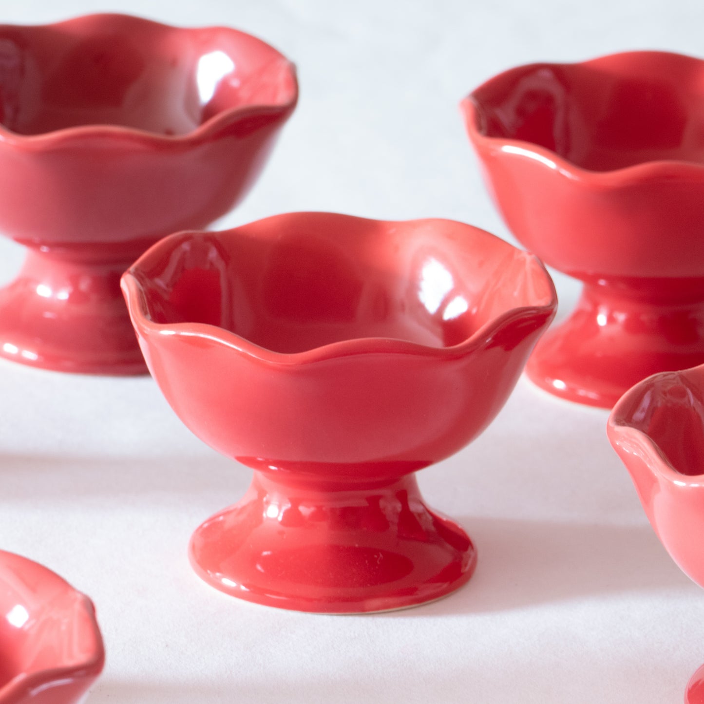 8 coupes à dessert en céramique framboise
