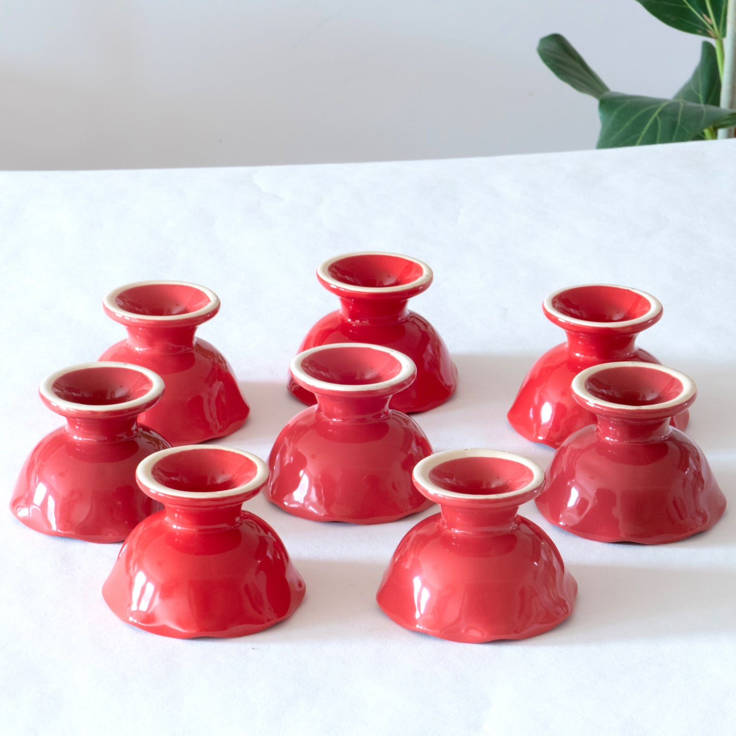 8 coupes à dessert en céramique framboise