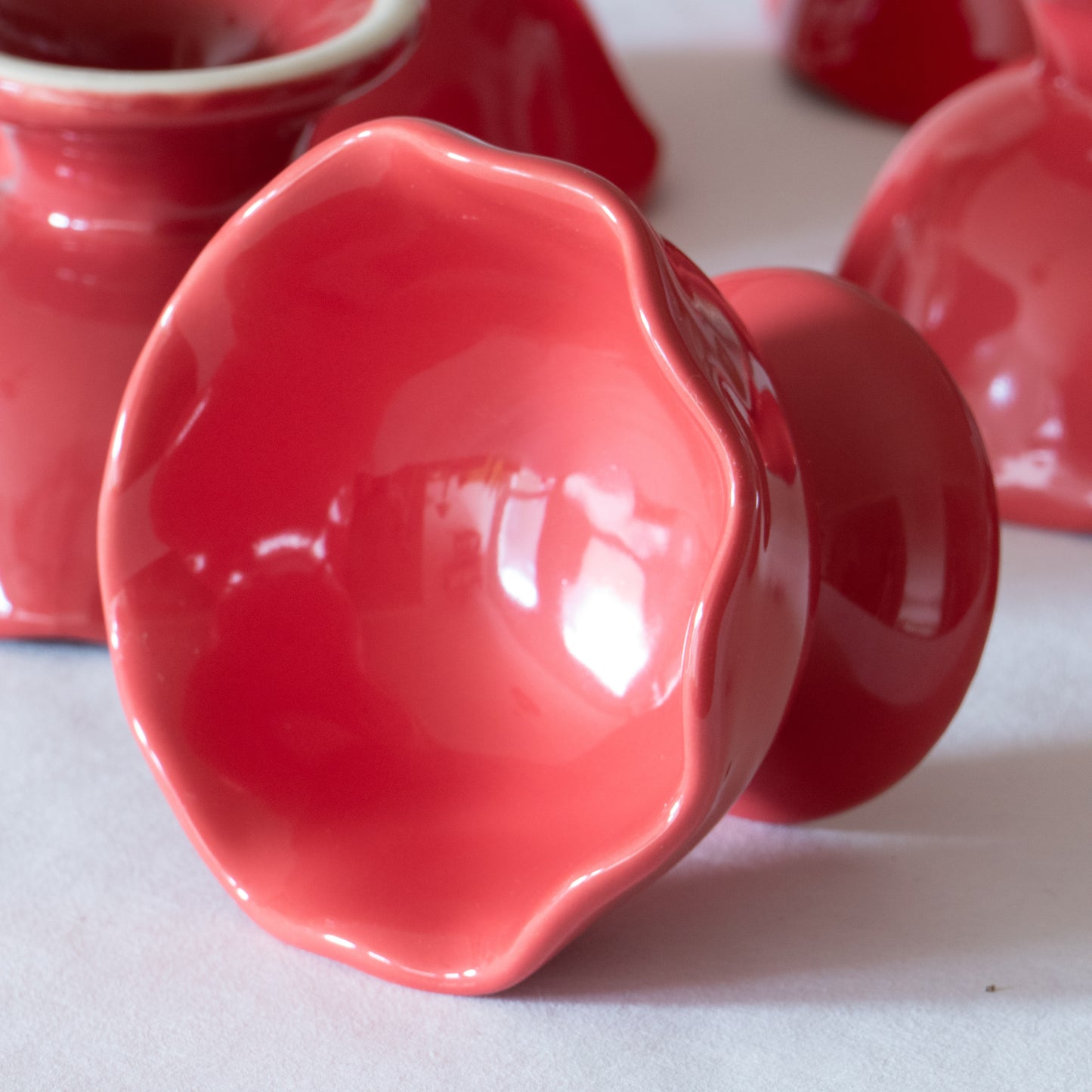 8 coupes à dessert en céramique framboise