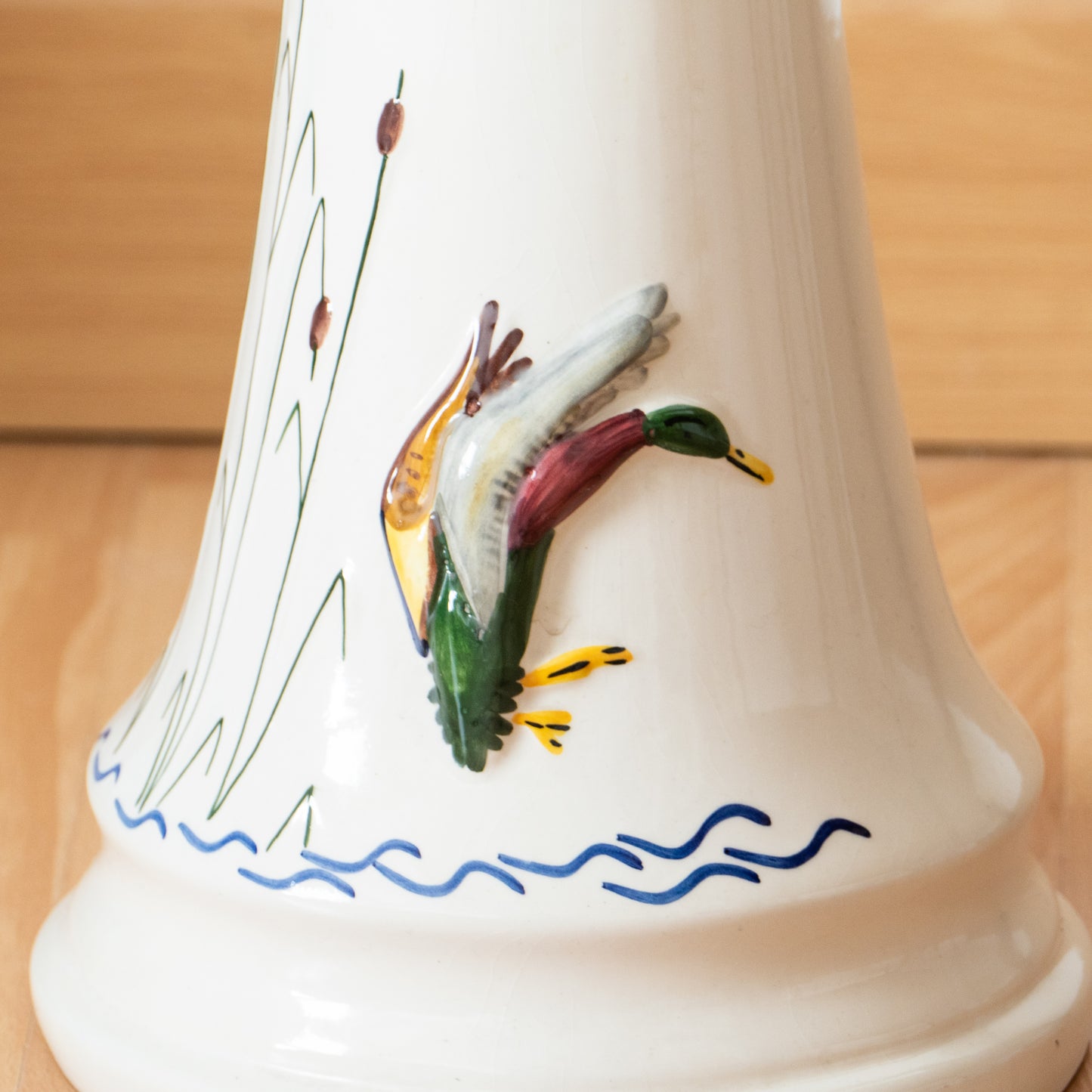 Colonne et cache-pot en faïence canard