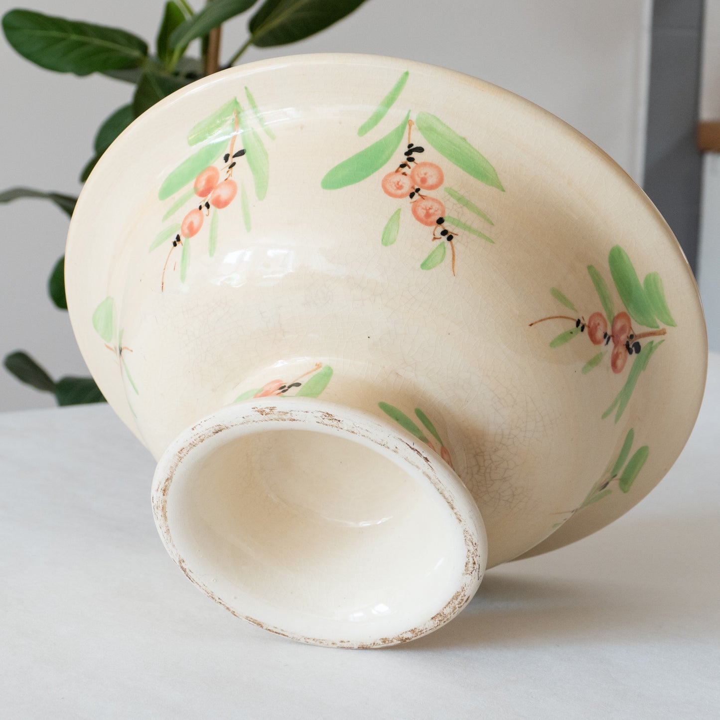 Grande coupe à fruit peinte à la main groseille