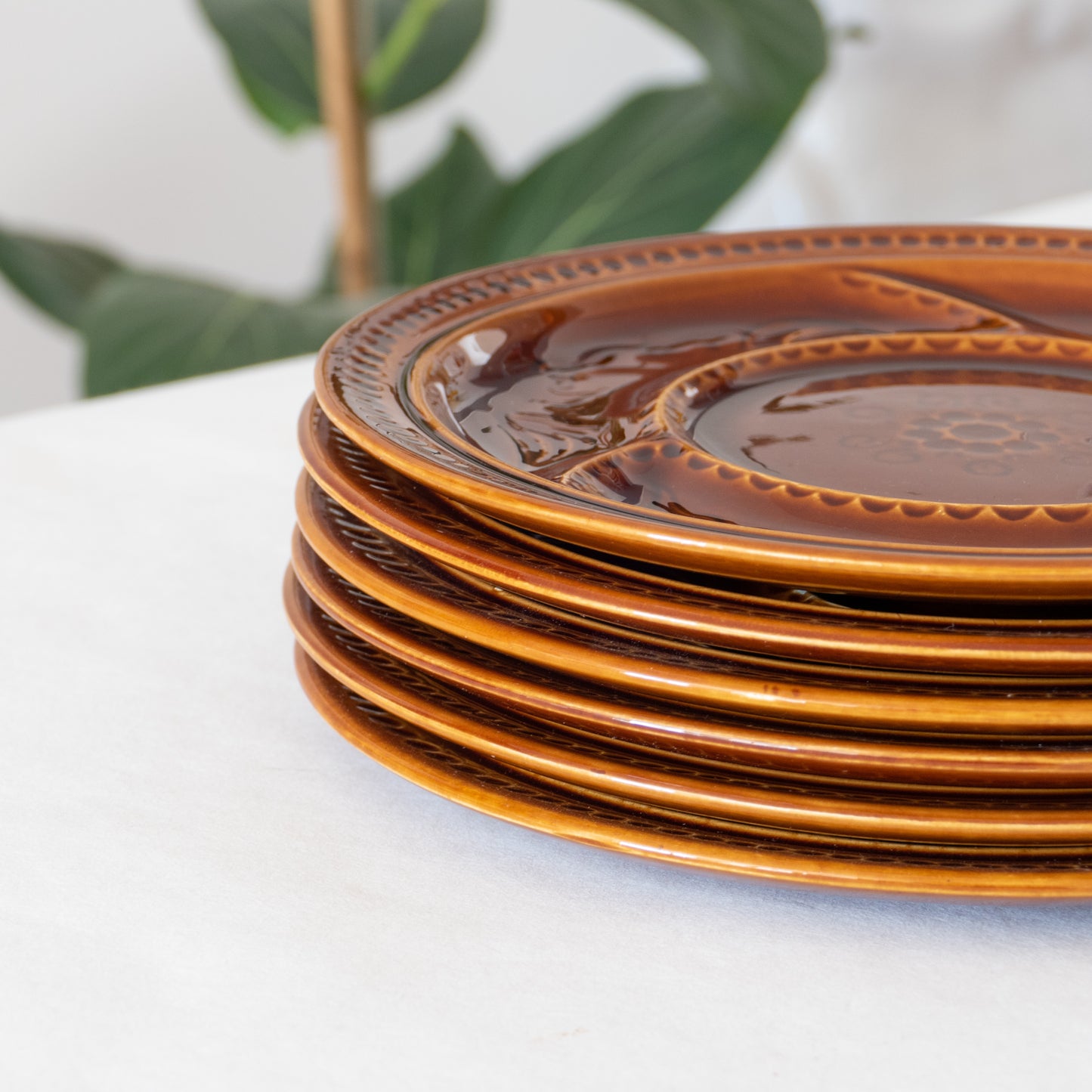 6 assiettes compartimentées majolique chocolat