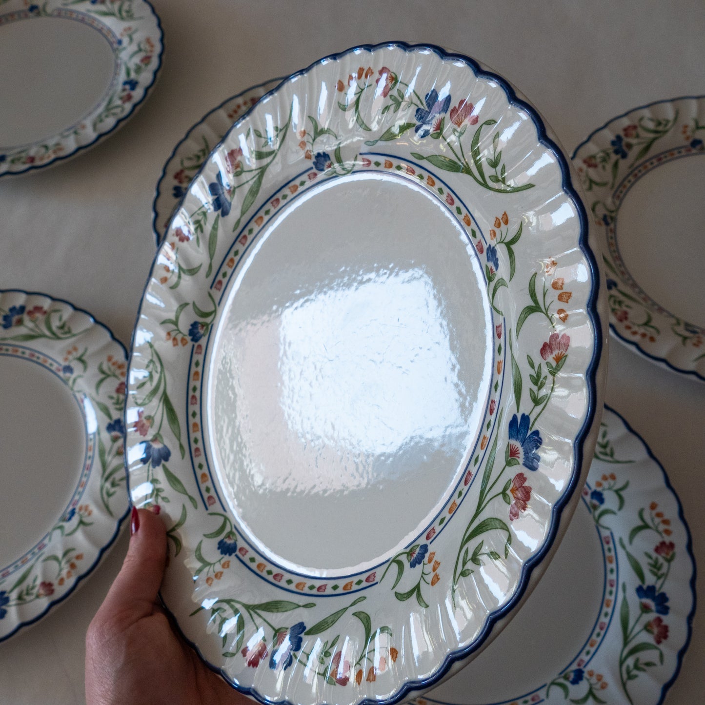 6 assiettes Staffordshire "Hampton Court"
