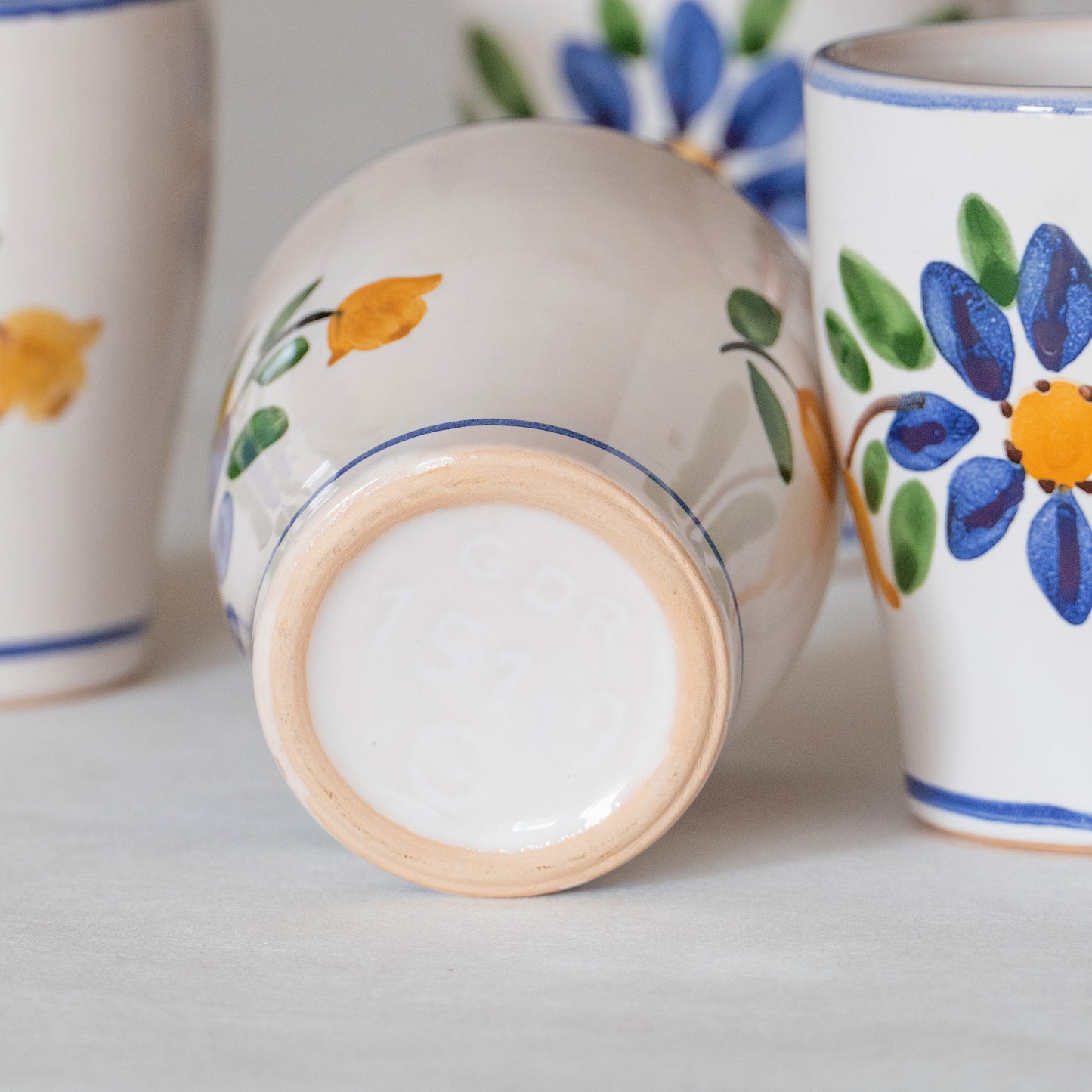 6 gobelets en céramique Strehla GDR peints à la main