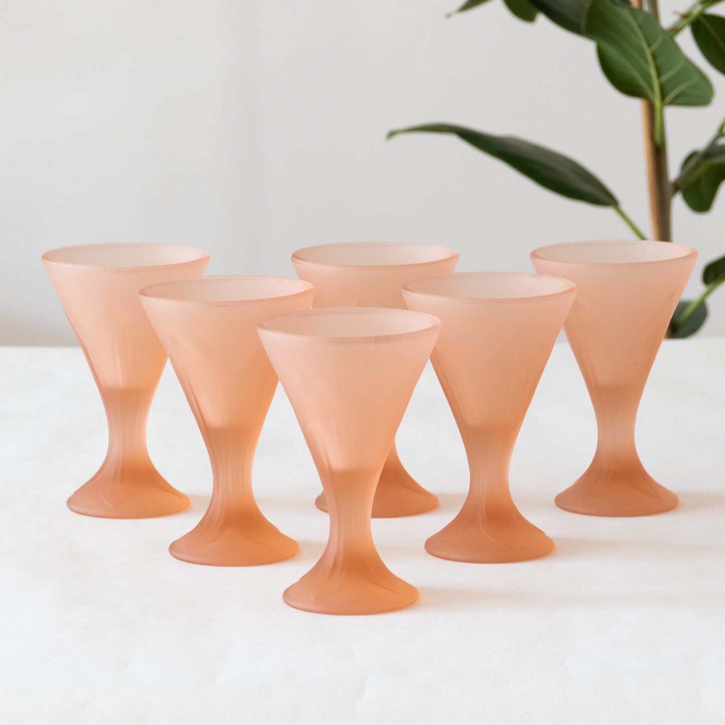 6 verres roses dépolis