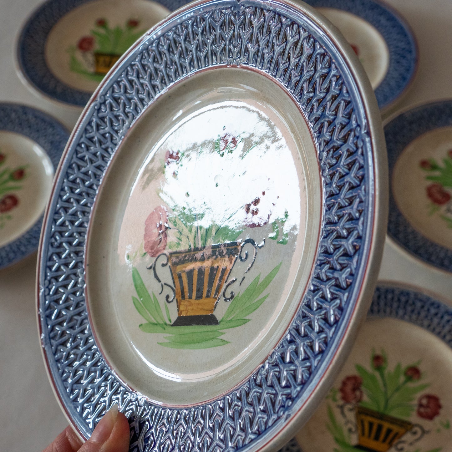 6 assiettes XIXe en porcelaine opaque de Bordeaux