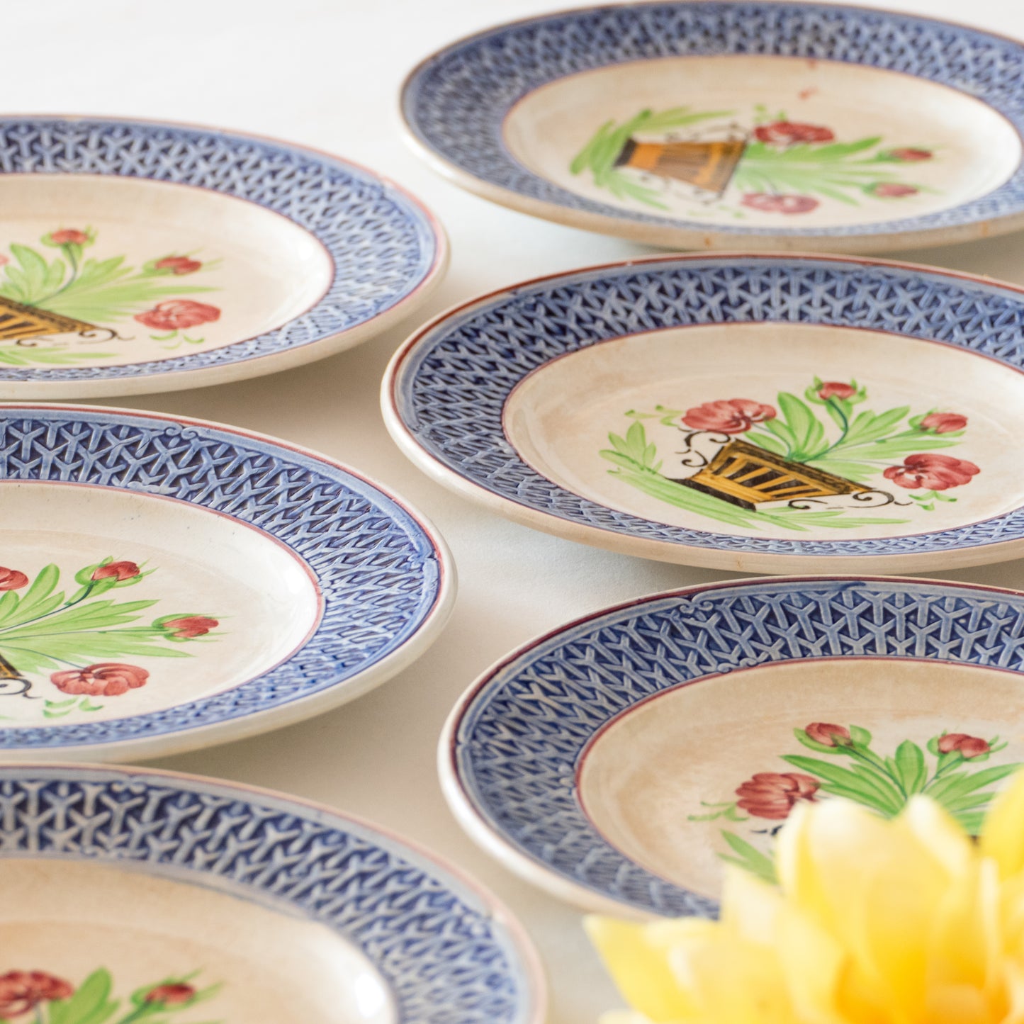 6 assiettes XIXe en porcelaine opaque de Bordeaux