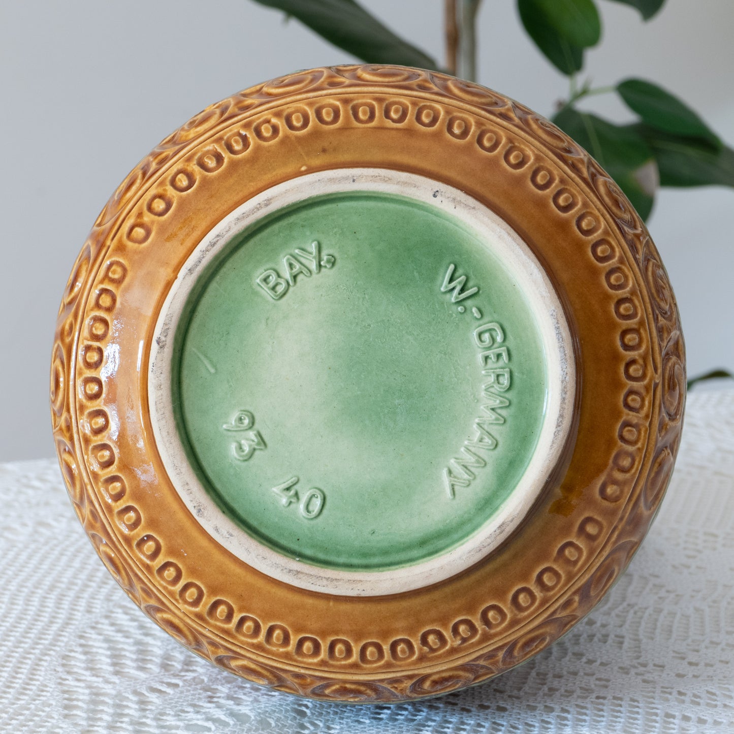 Grand vase West Germany relief géométrique