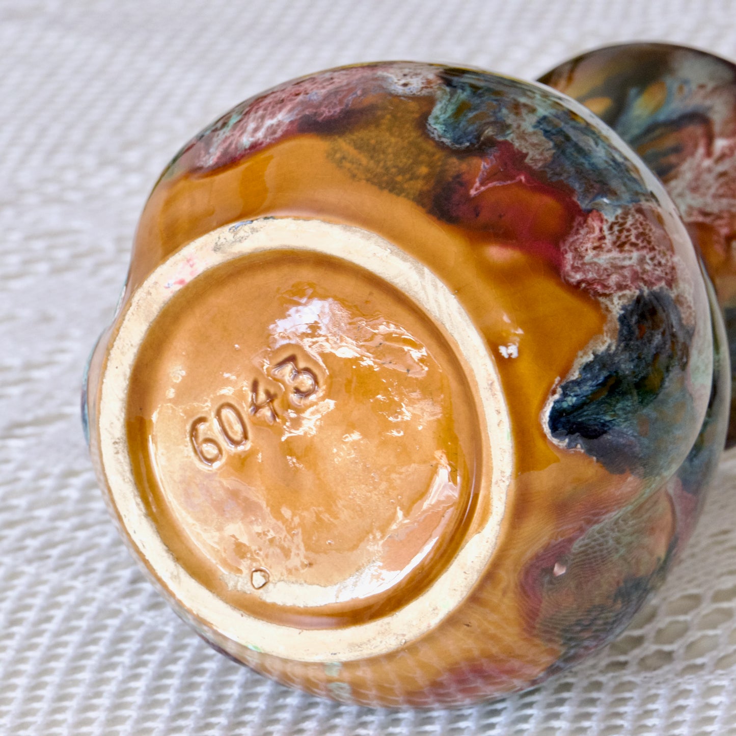 Vase West Germany émaillé flammes et écumes multicolores