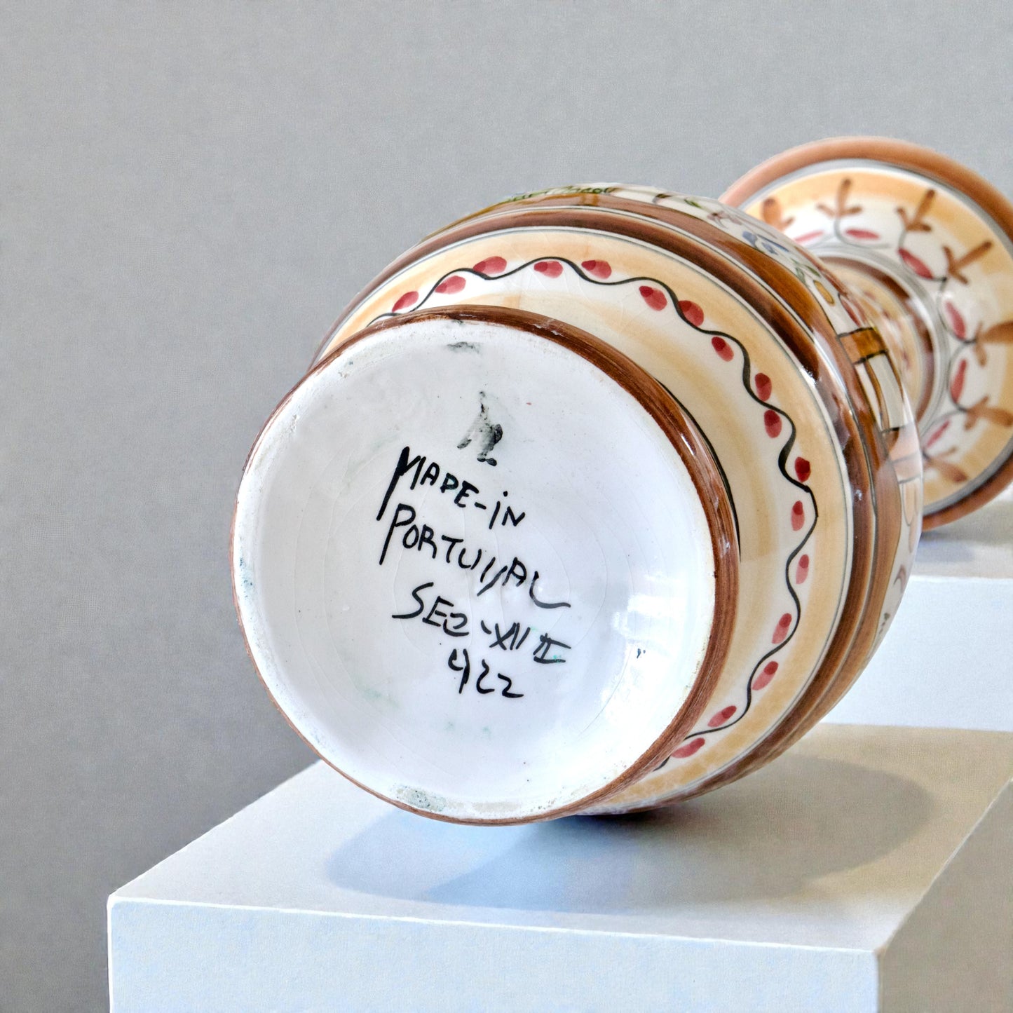 Grand vase artisanal de Coimbra (Portugal) - peint à la main