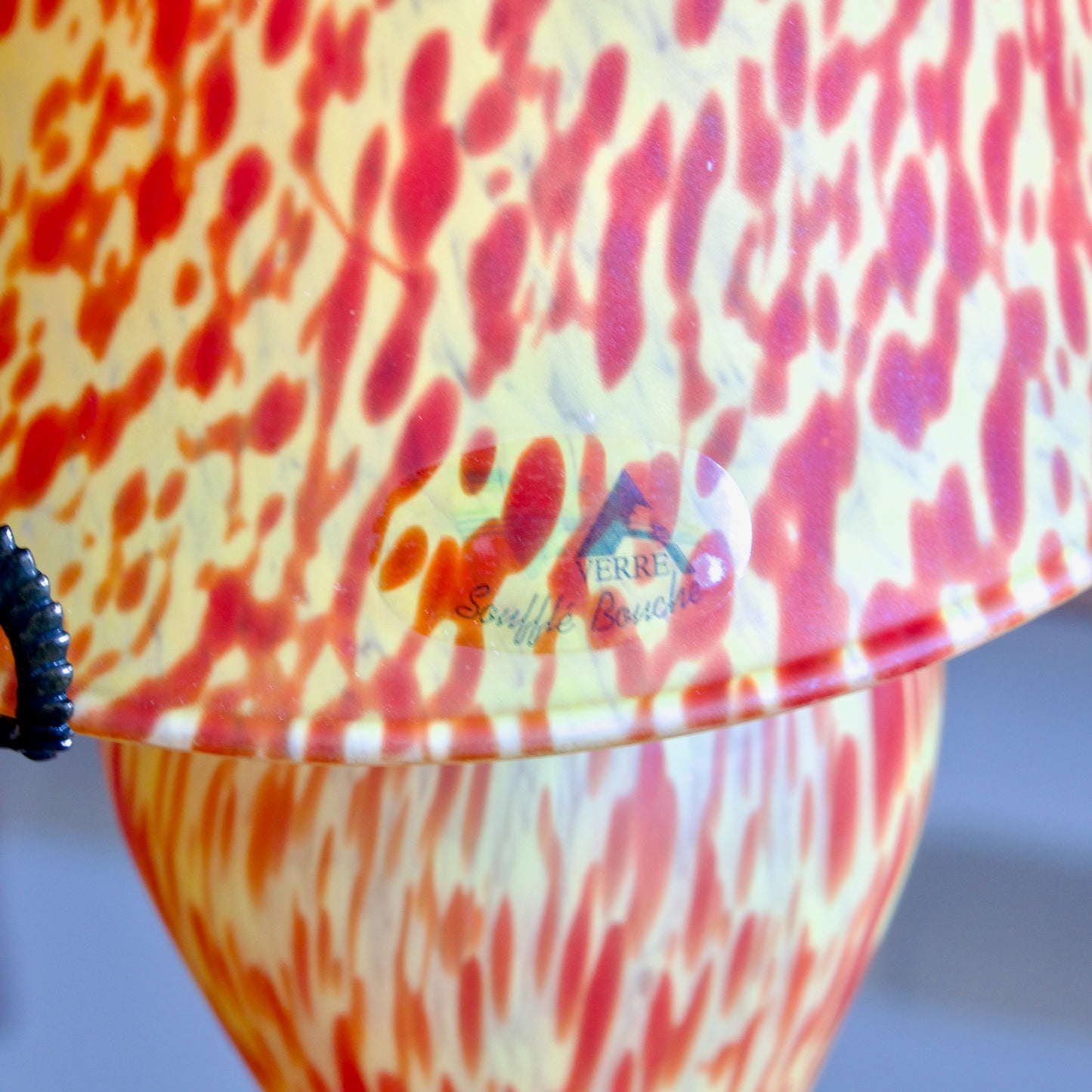 Grande lampe champignon en pâte de verre soufflé bouche