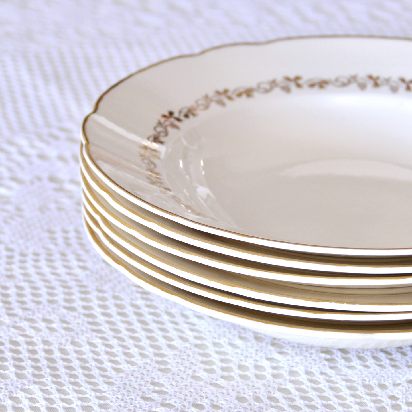 6 assiettes creuses Villeroy & Boch guirlande dorée