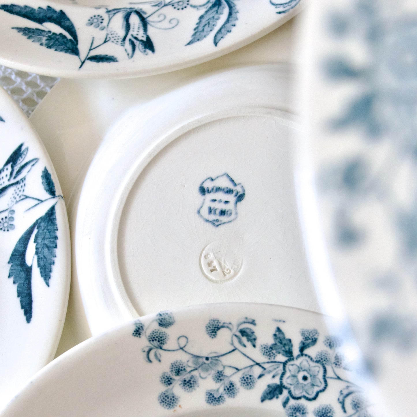 6 assiettes creuses XIXe Longwy "Ycho" - terre de fer