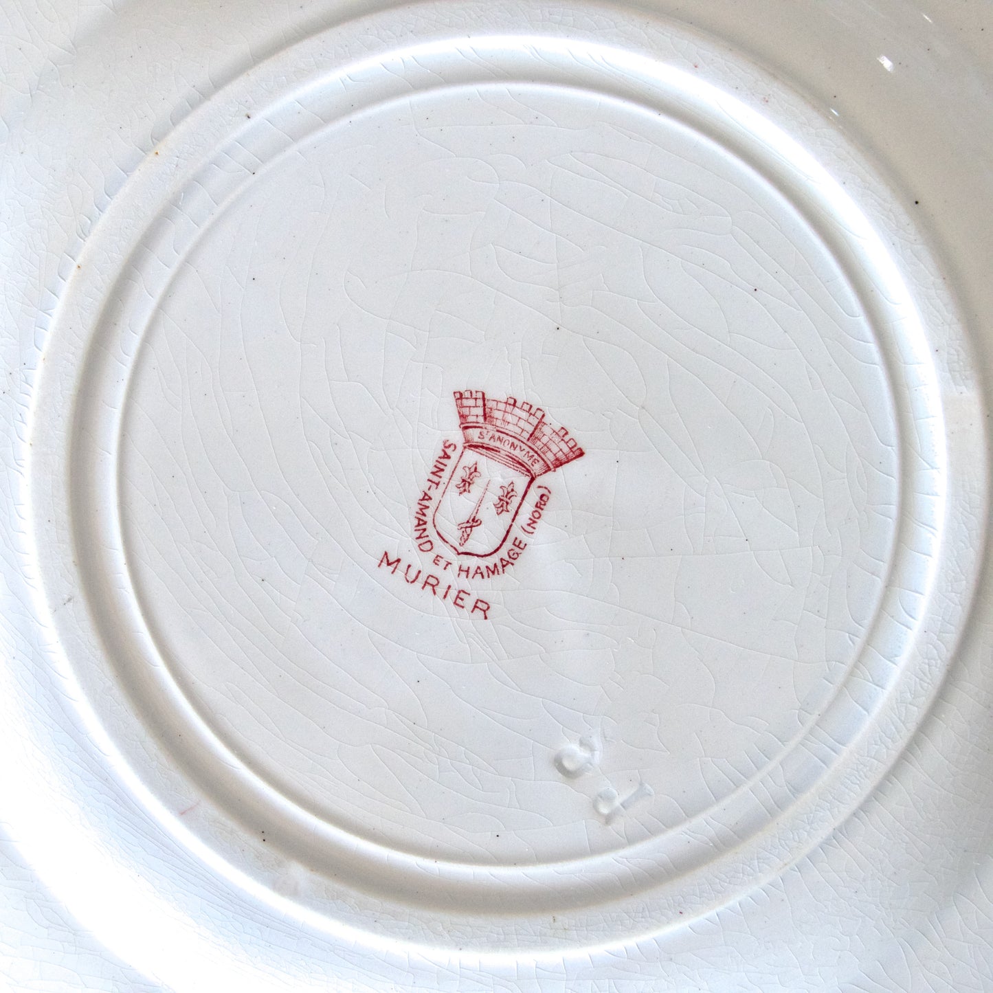 6 assiettes St Amand "mûrier" - terre de fer rose lot A