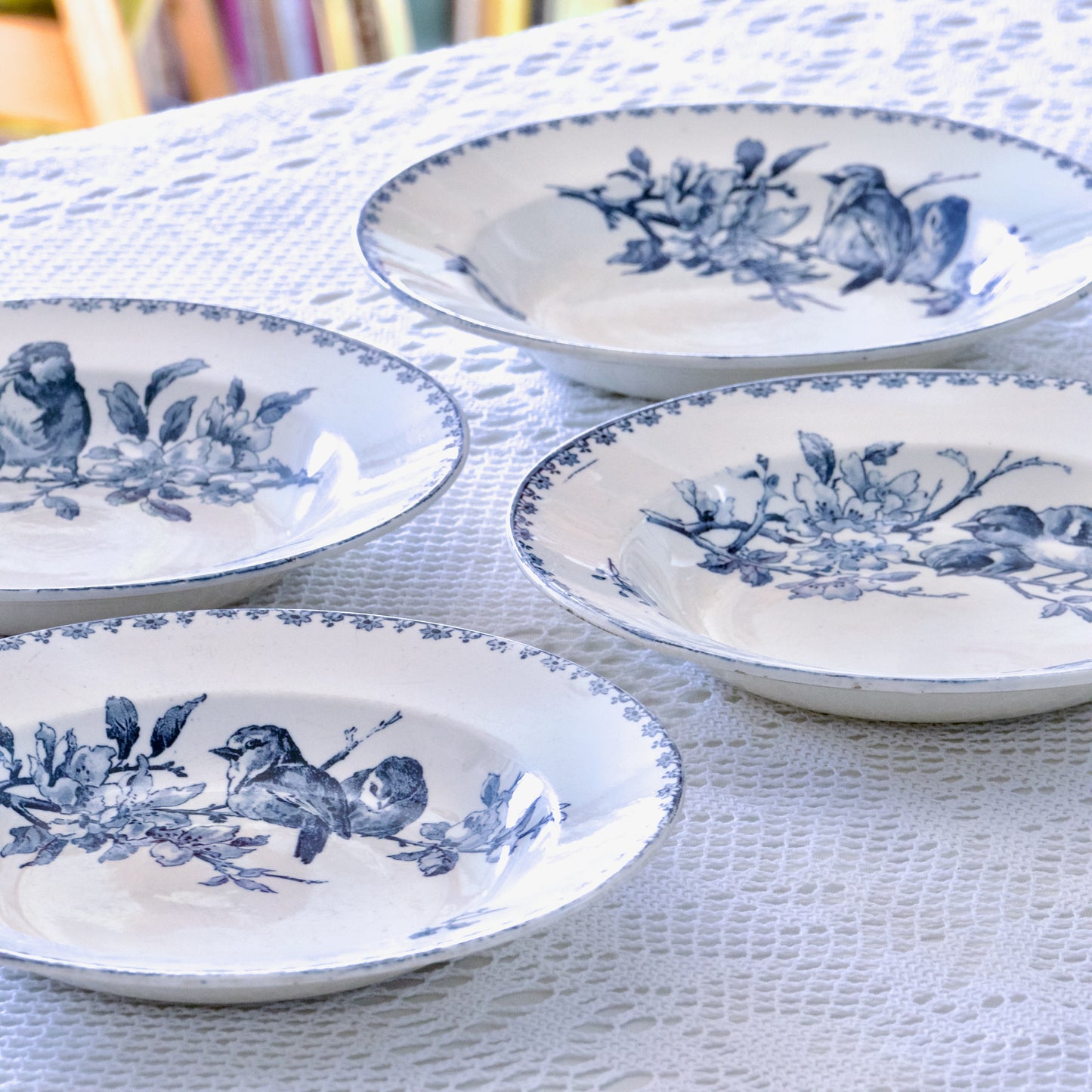 4 assiettes creuses XIXe Sarreguemines "Favori" - terre de fer