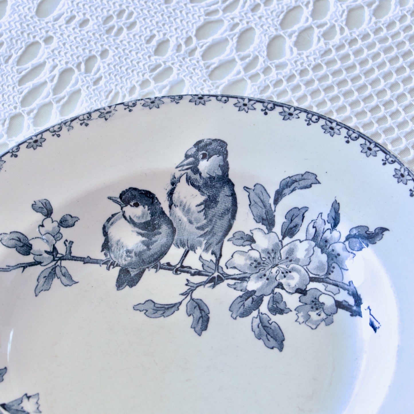 4 assiettes creuses XIXe Sarreguemines "Favori" - terre de fer