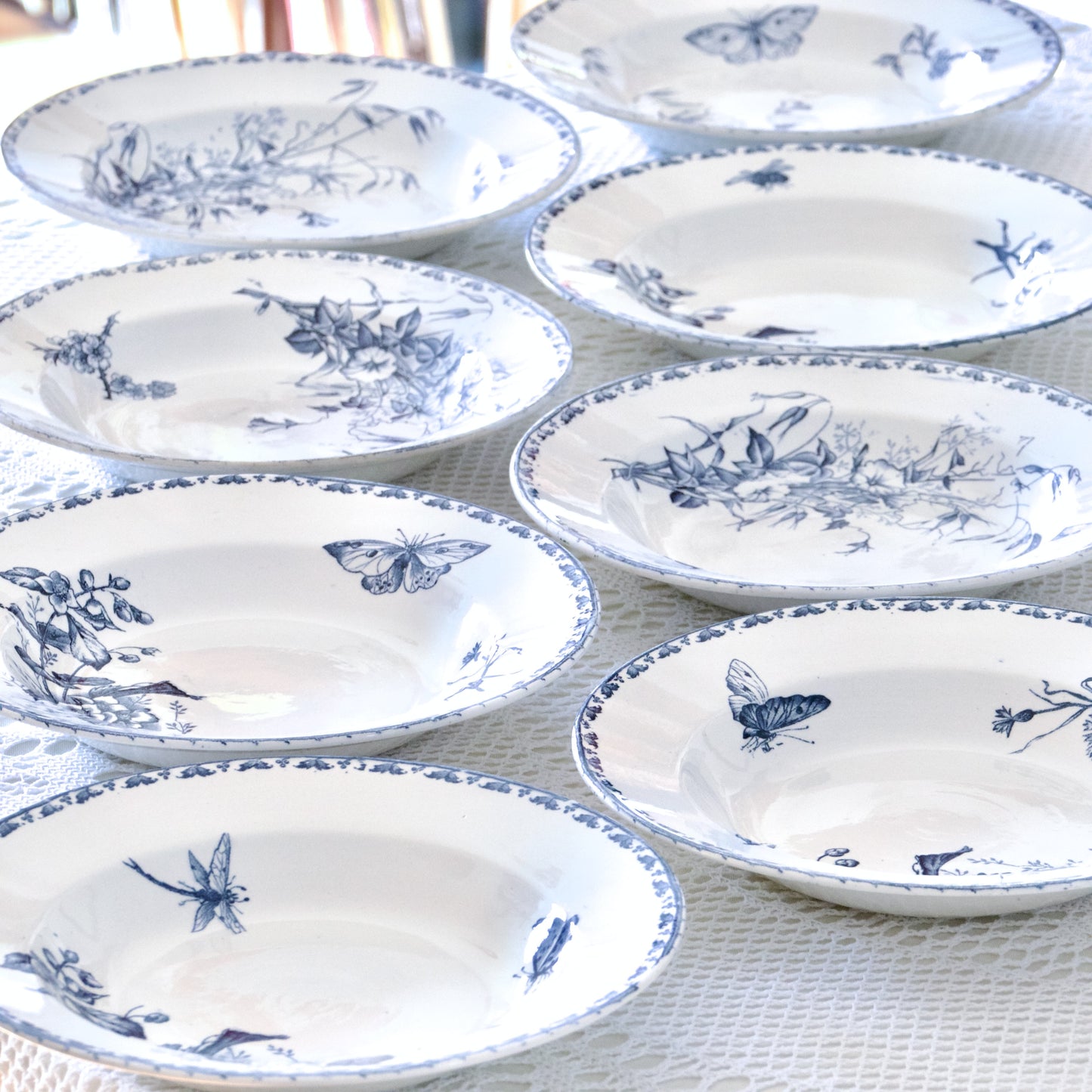 8 assiettes anciennes Sarreguemines "Carmen" - terre de fer