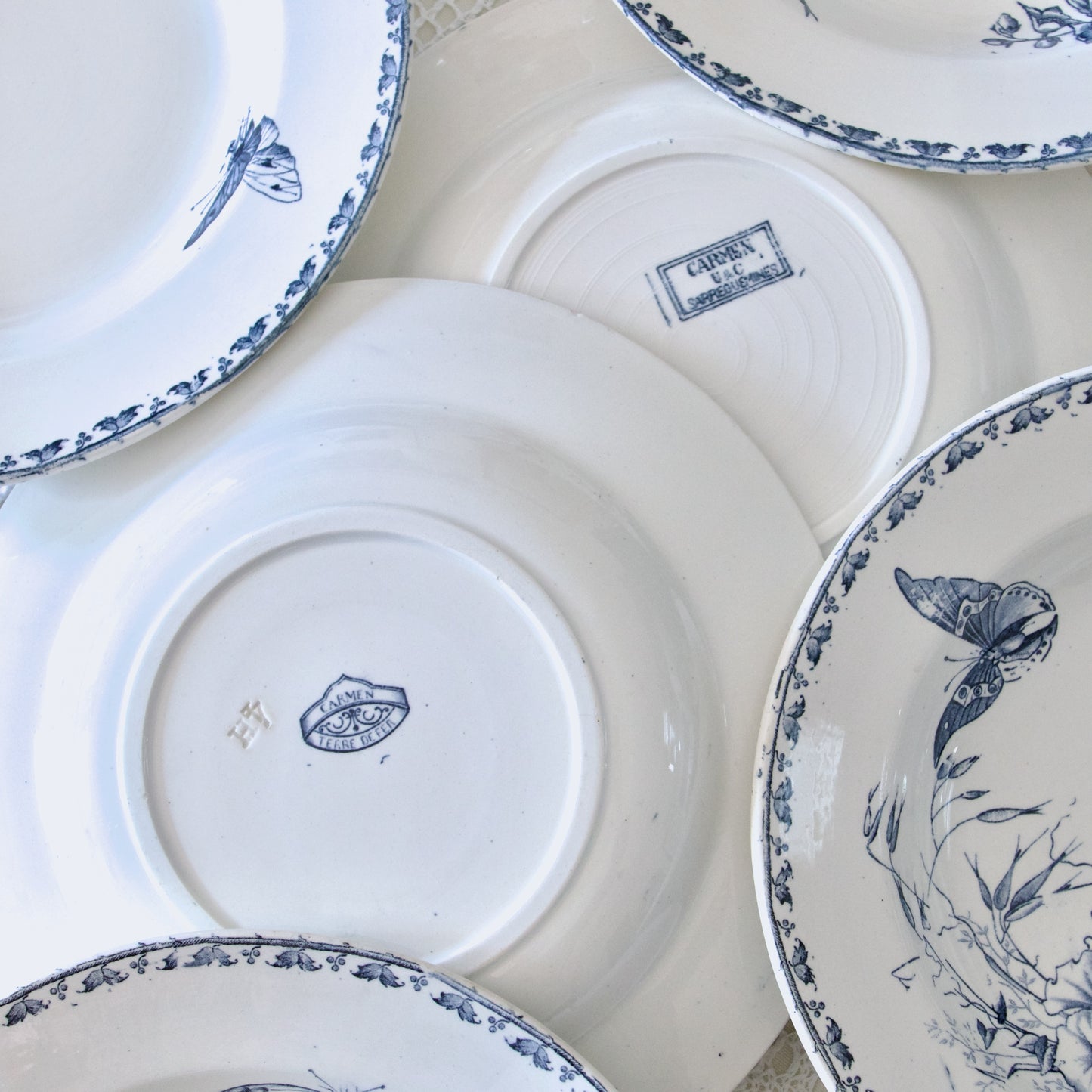 8 assiettes anciennes Sarreguemines "Carmen" - terre de fer