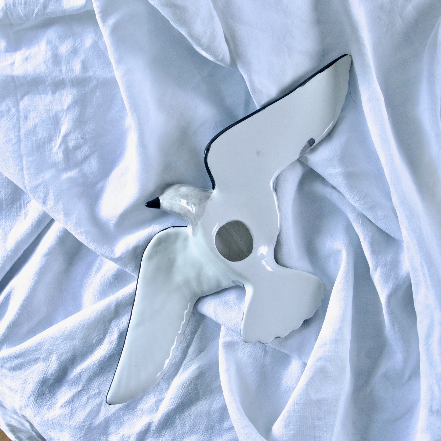 Oiseau mural en faïence - peint à la main