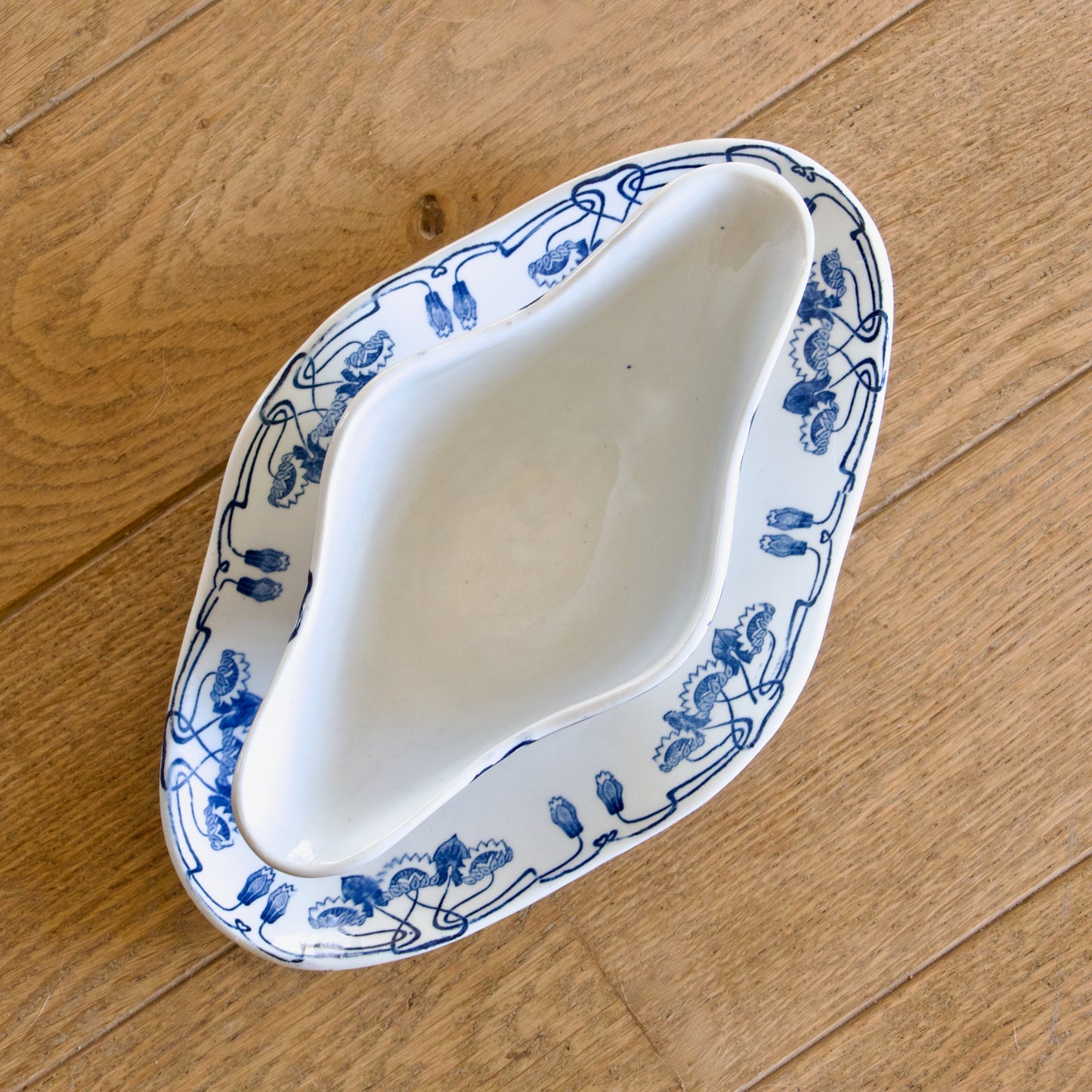 Saucière XIXe Gien collection "Nénuphar" - terre de fer