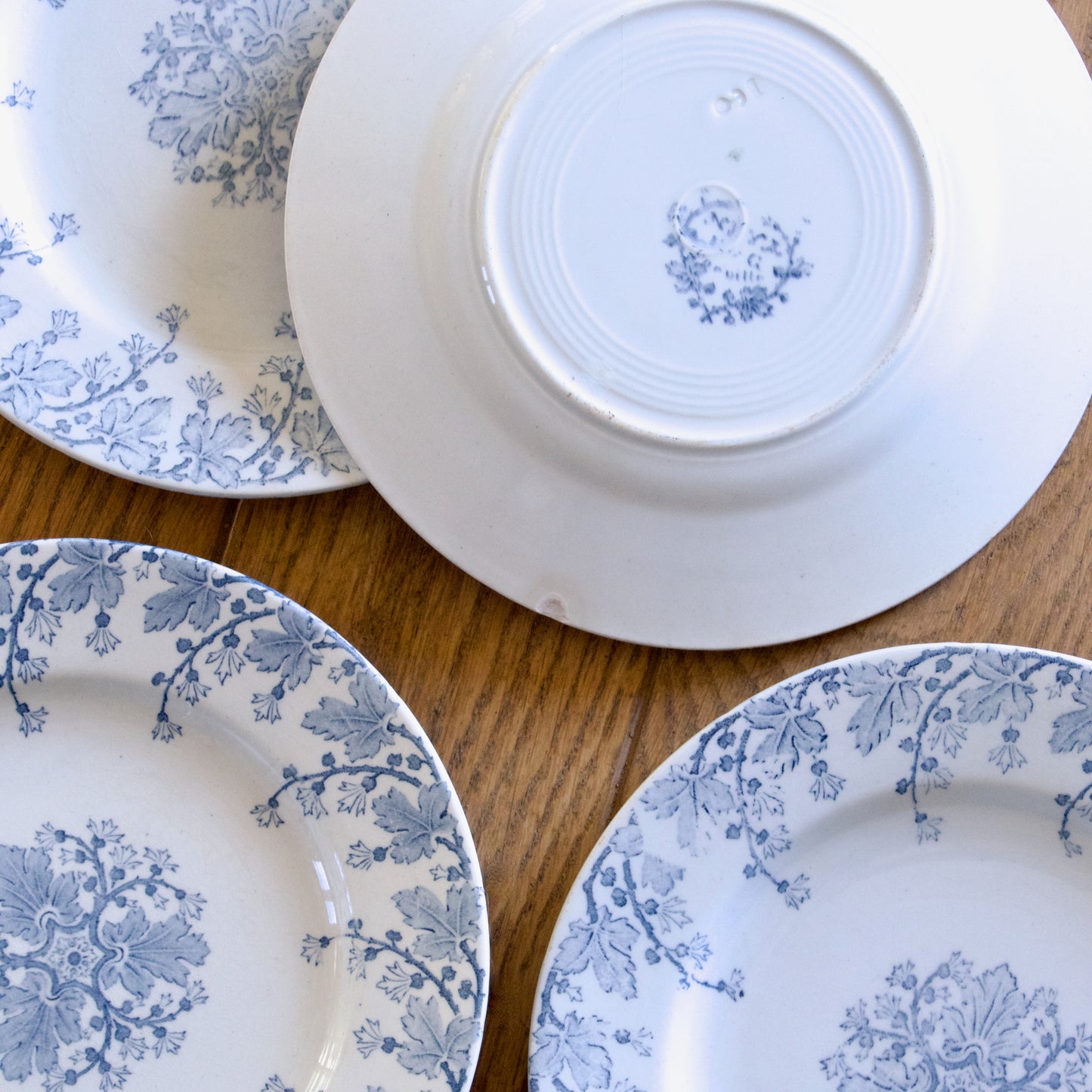 7 assiettes à dessert XIXe KG Luneville collection Neva - terre de fer