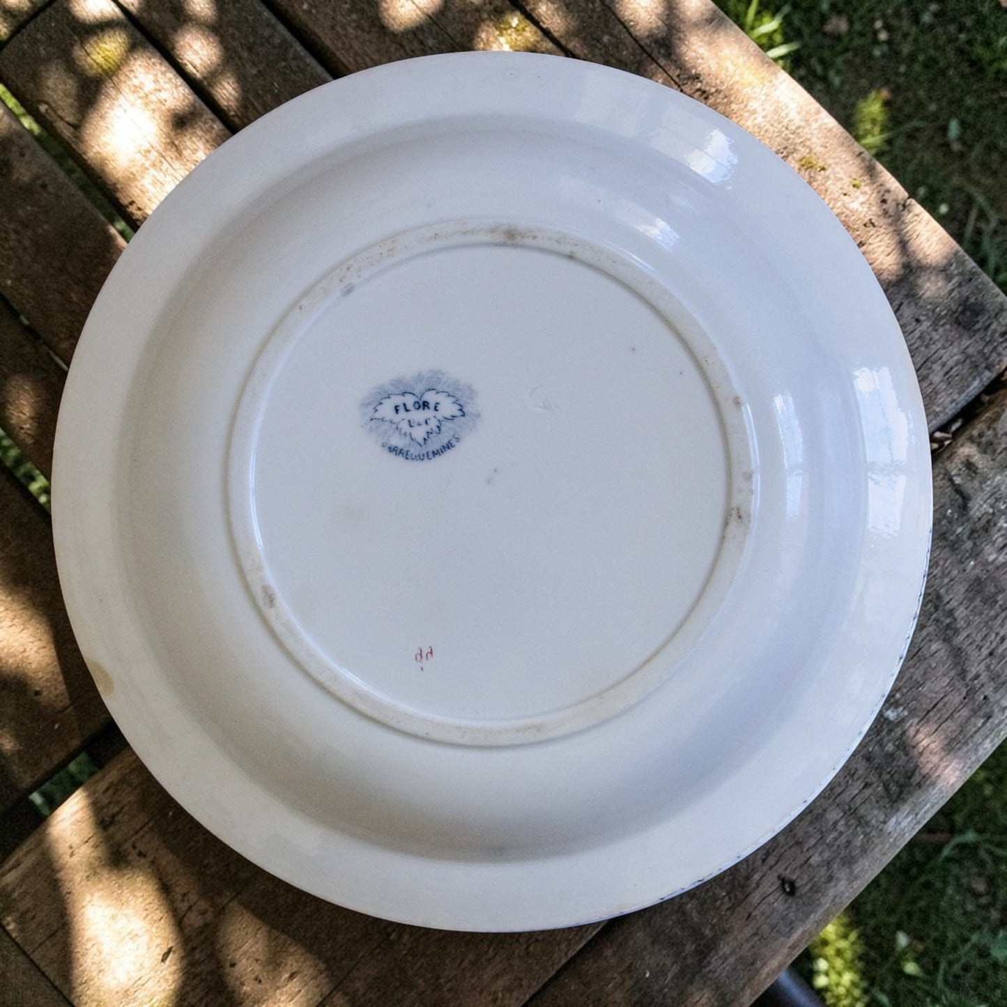 Plat creux XIXe Sarreguemines "Flore" - terre de fer
