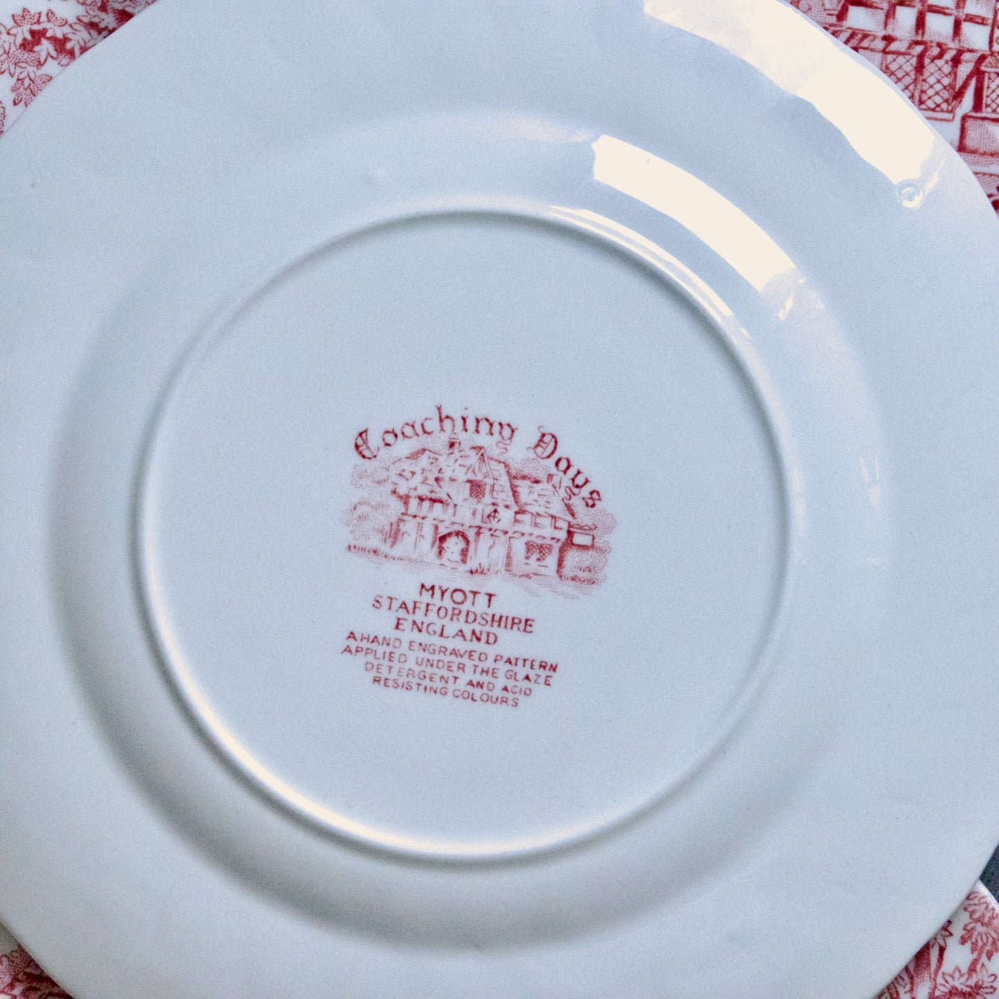6 assiettes à dessert Myott Staffordshire England "Coaching Days"