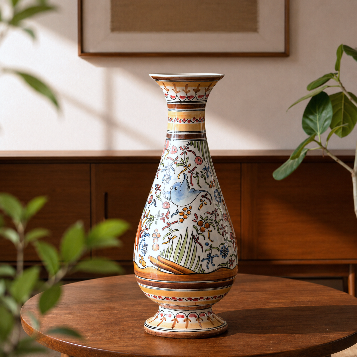 Grand vase artisanal de Coimbra (Portugal) - peint à la main