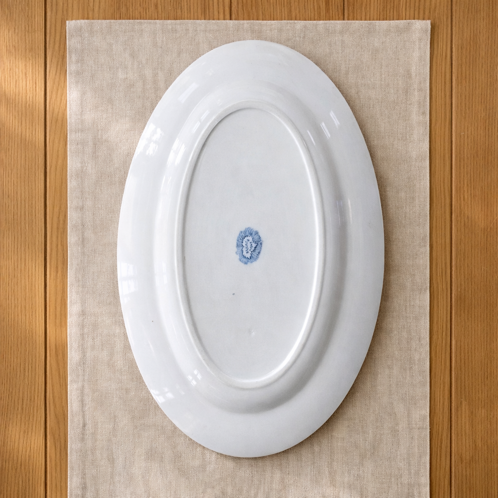 Grand plat ovale Sarreguemines "Flore" - terre de fer