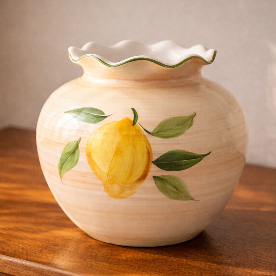 Vase boule peint à la main décor citron