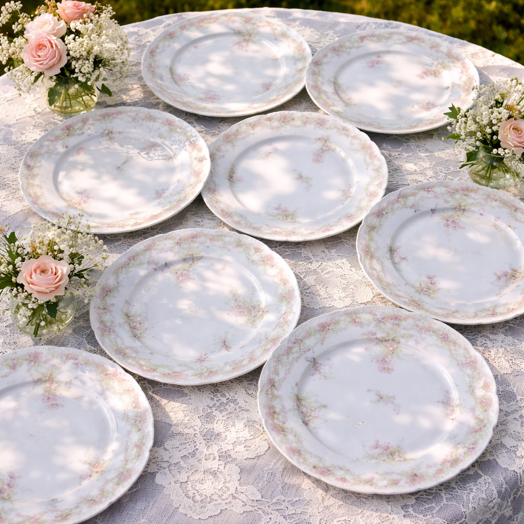 12 assiettes plates en porcelaine Emile Bourgeois Drouot Paris