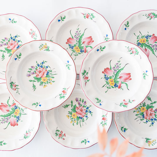 8 assiettes creuses KG Lunéville "Réverbère"