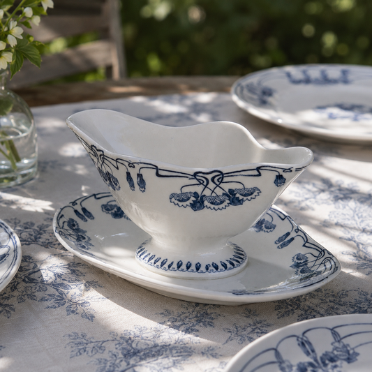 Saucière XIXe Gien collection "Nénuphar" - terre de fer