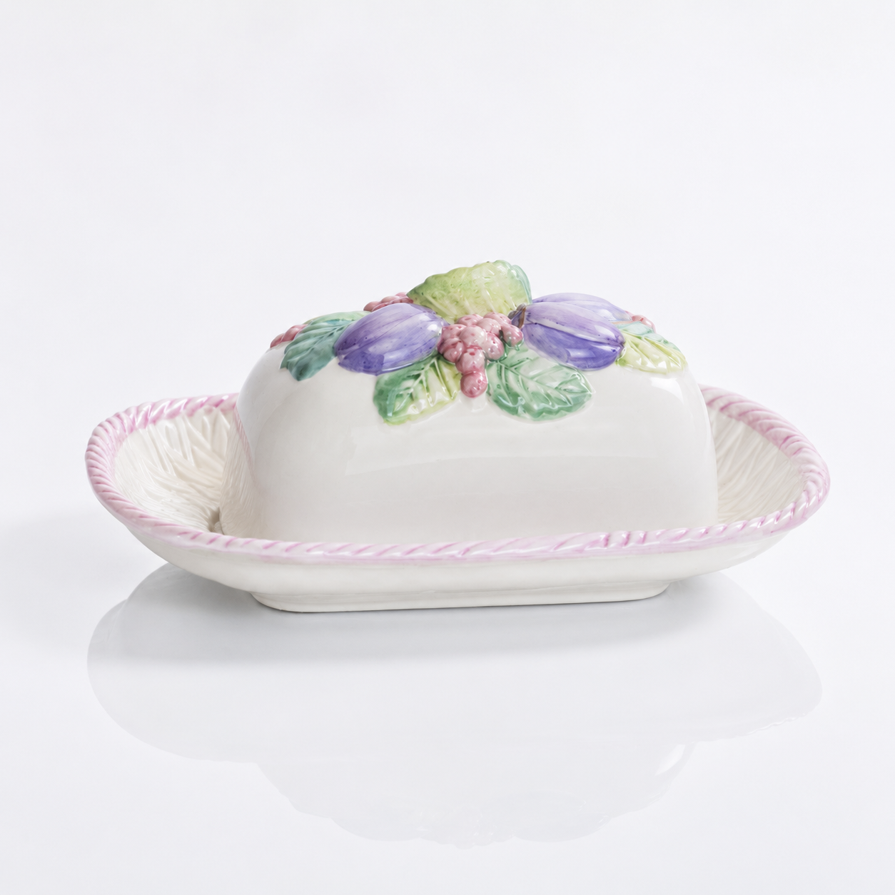 Beurrier vintage en barbotine fruits
