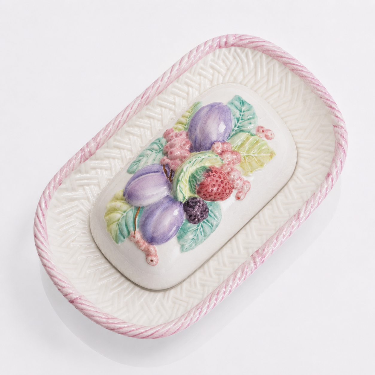 Beurrier vintage en barbotine fruits