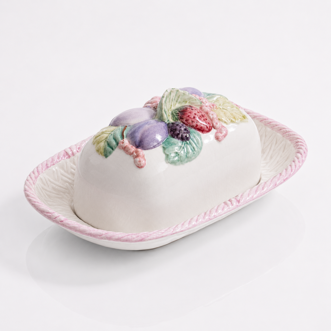 Beurrier vintage en barbotine fruits