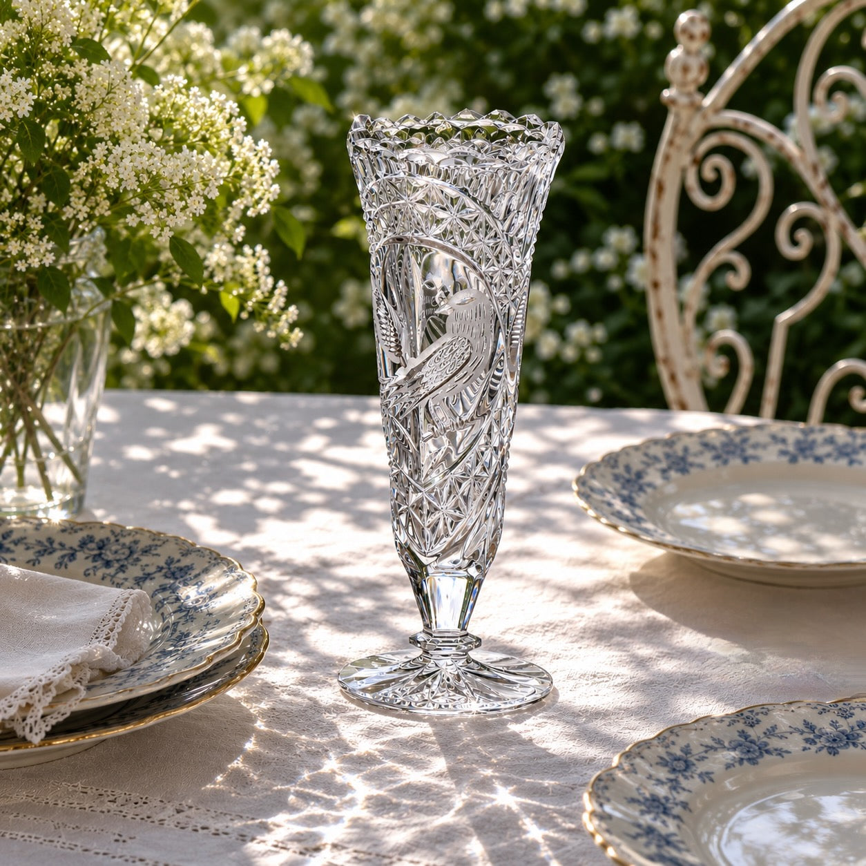 Vase en cristal Hofbauer collection "The Byrdes" aux oiseaux.