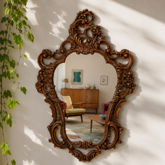 Grand miroir baroque vintage style rocaille Louis XV