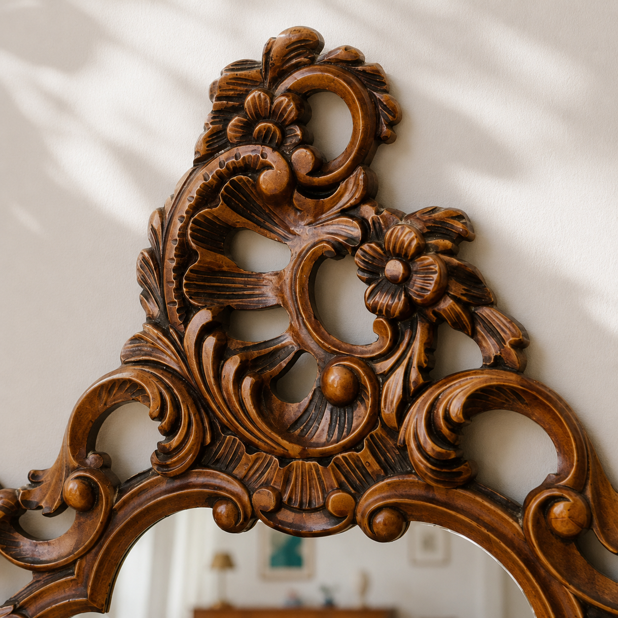 Grand miroir baroque vintage style rocaille Louis XV