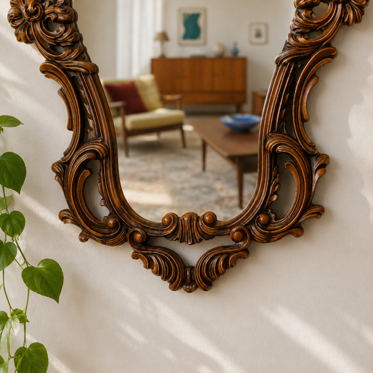 Grand miroir baroque vintage style rocaille Louis XV
