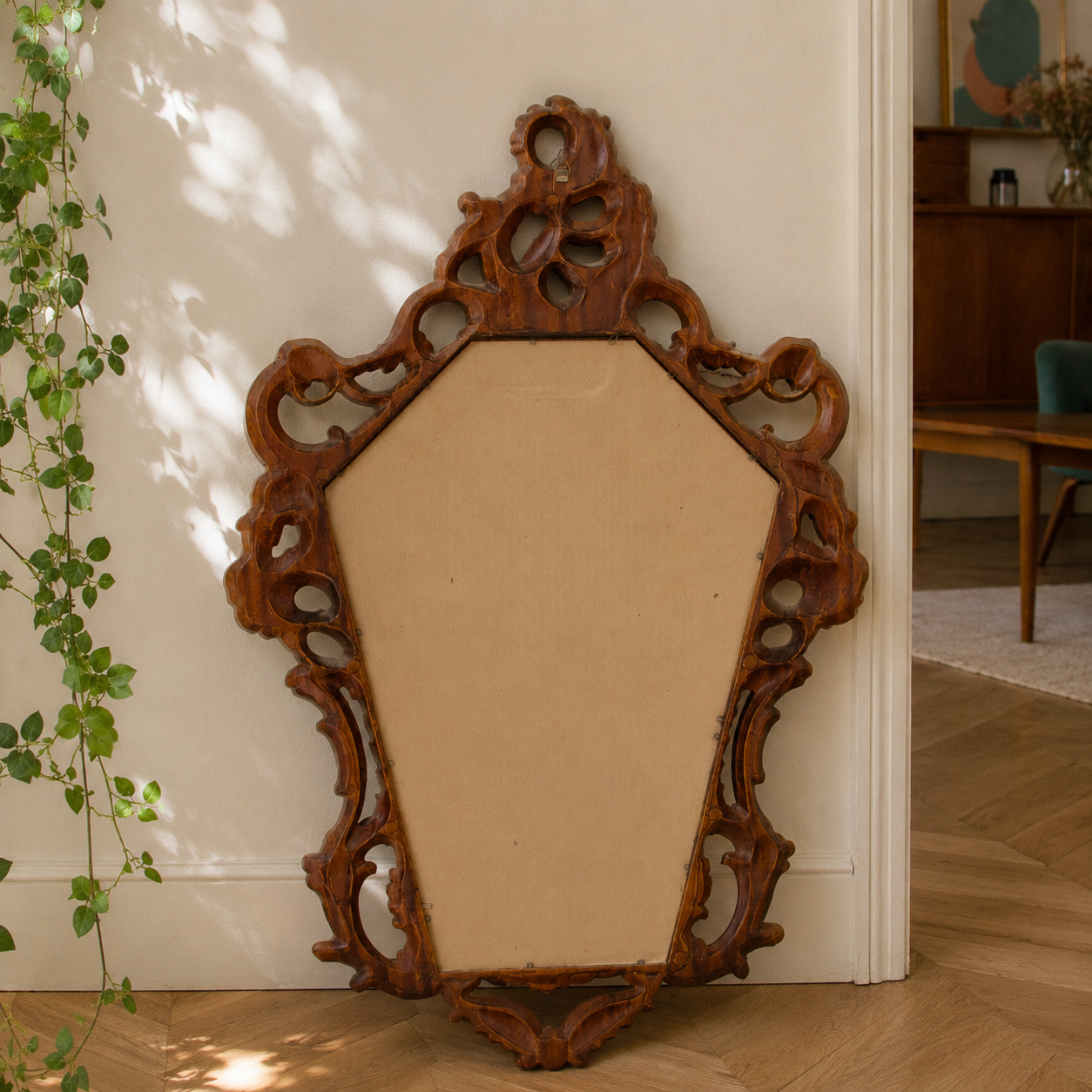 Grand miroir baroque vintage style rocaille Louis XV