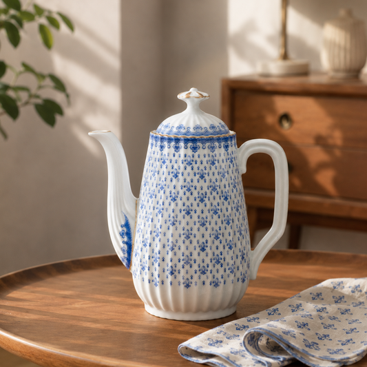 Grande cafetière de 1909 Oscar Shaller en porcelaine "Fleur de Lys"