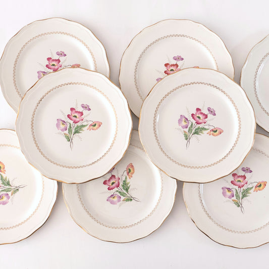 8 assiettes L'Amandinoise "Pavots"