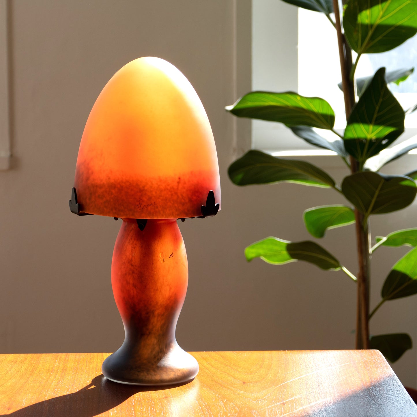 Lampe champignon en pâte de verre Vianne