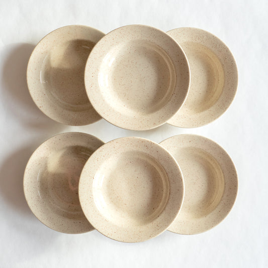 6 assiettes creuses en grès moucheté