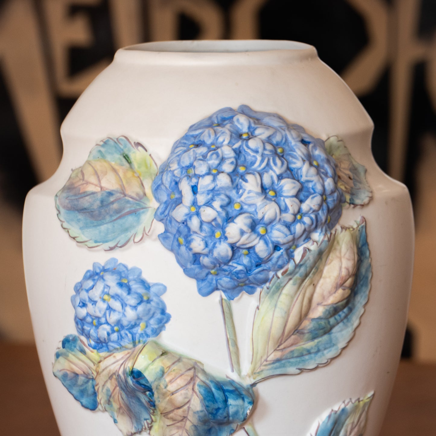 Grand vase hortensia bleu